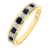 0.38ct Round Sapphire and Diamond Pave Set  Eternity Ring in UK Hallmarked 9ct Yellow Gold